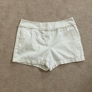 🆓 Ann Taylor Loft White Softened Denim Casual Chino Shorts with Fringe